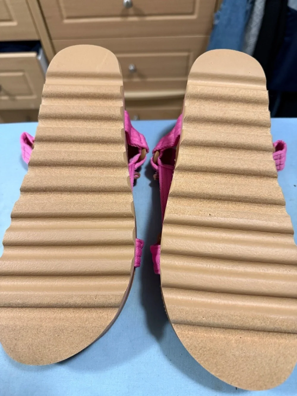 Reef Hot Pink Cork Strap Sandals - Picture 2 of 4